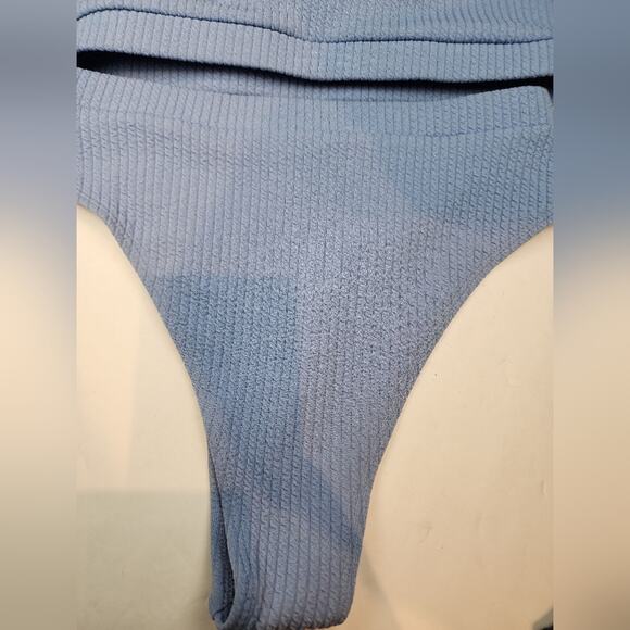 New Blue Two Piece High Waisted Bikini Stretch Tank Swimsuit Size M - Picture 4 of 6